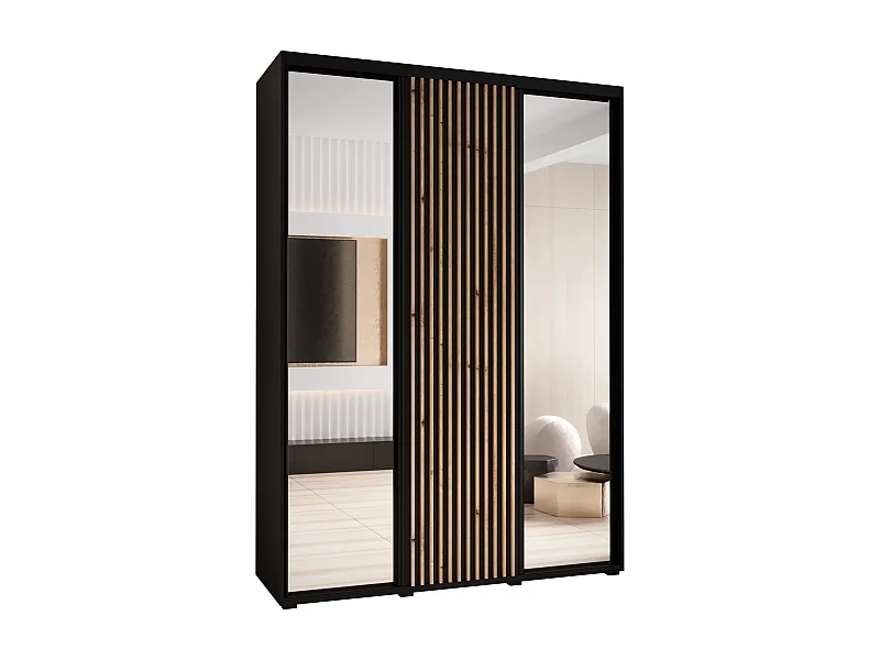 SCHWEBETÜRENSCHRANK SAPPORO 2 205,2/170/45 3-türig (Schwarz/Schwarz)