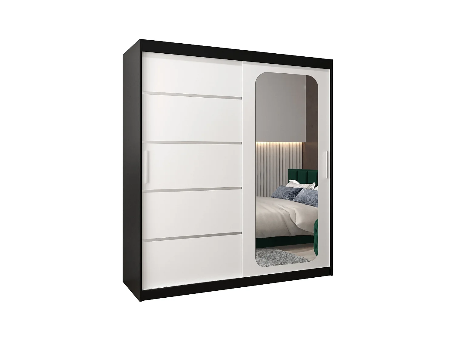 SCHWEBETÜRENSCHRANK PROMO V2 200/180/62 2-türig (Schwarz/Weiß)