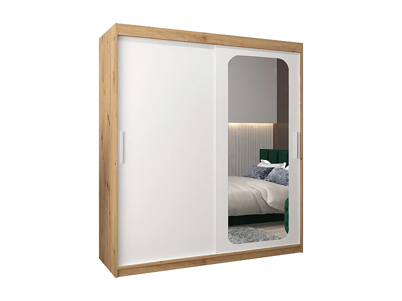 ARMOIRE PROMO T2 À PORTES COULISSANTES 200/180/62 2 Portes (Artisan/Blanc)