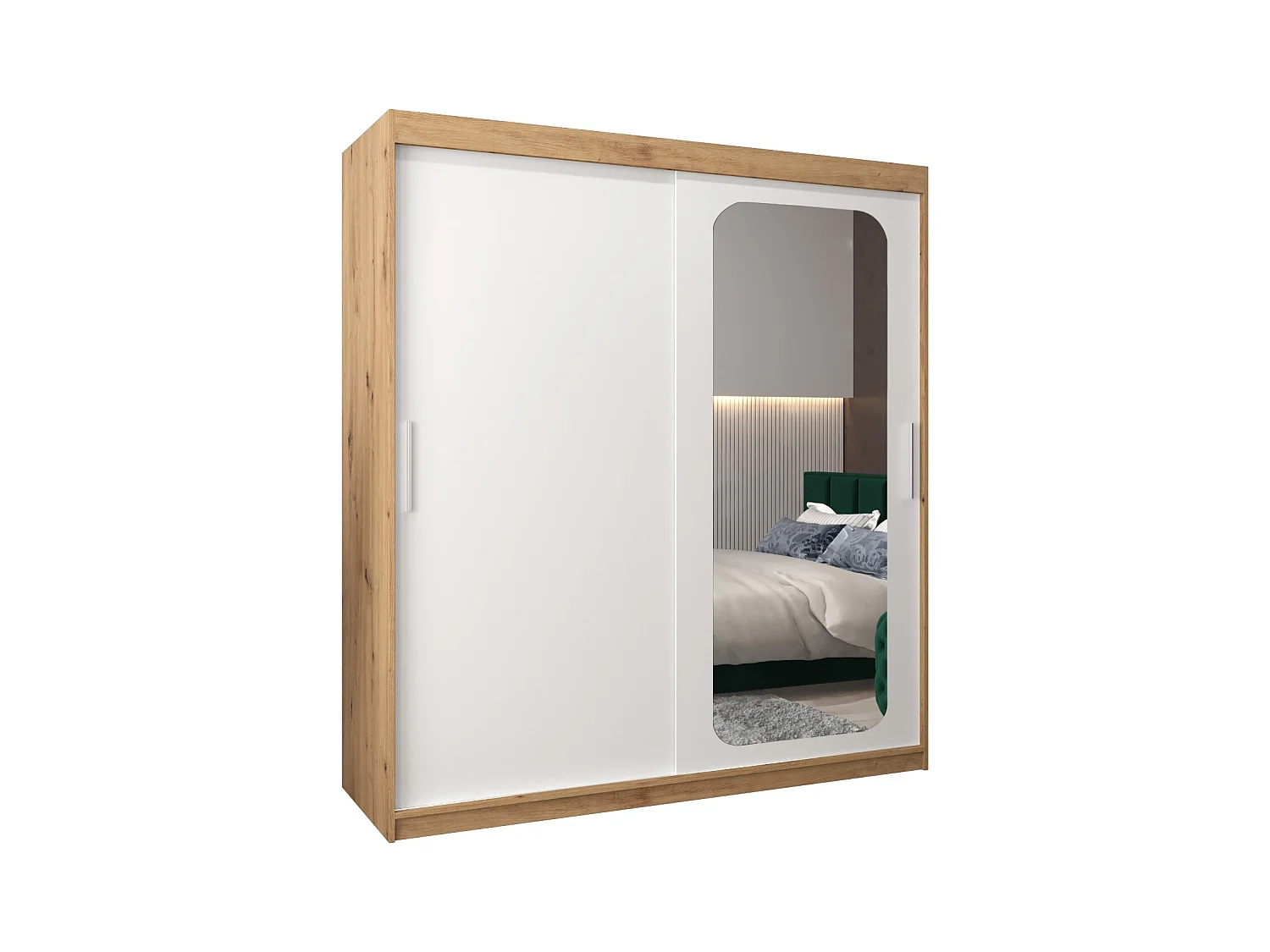 PROMO T2 KLEDINGKAST MET SCHUIFDEUREN 200/180/62 2 deuren (artisan/wit)