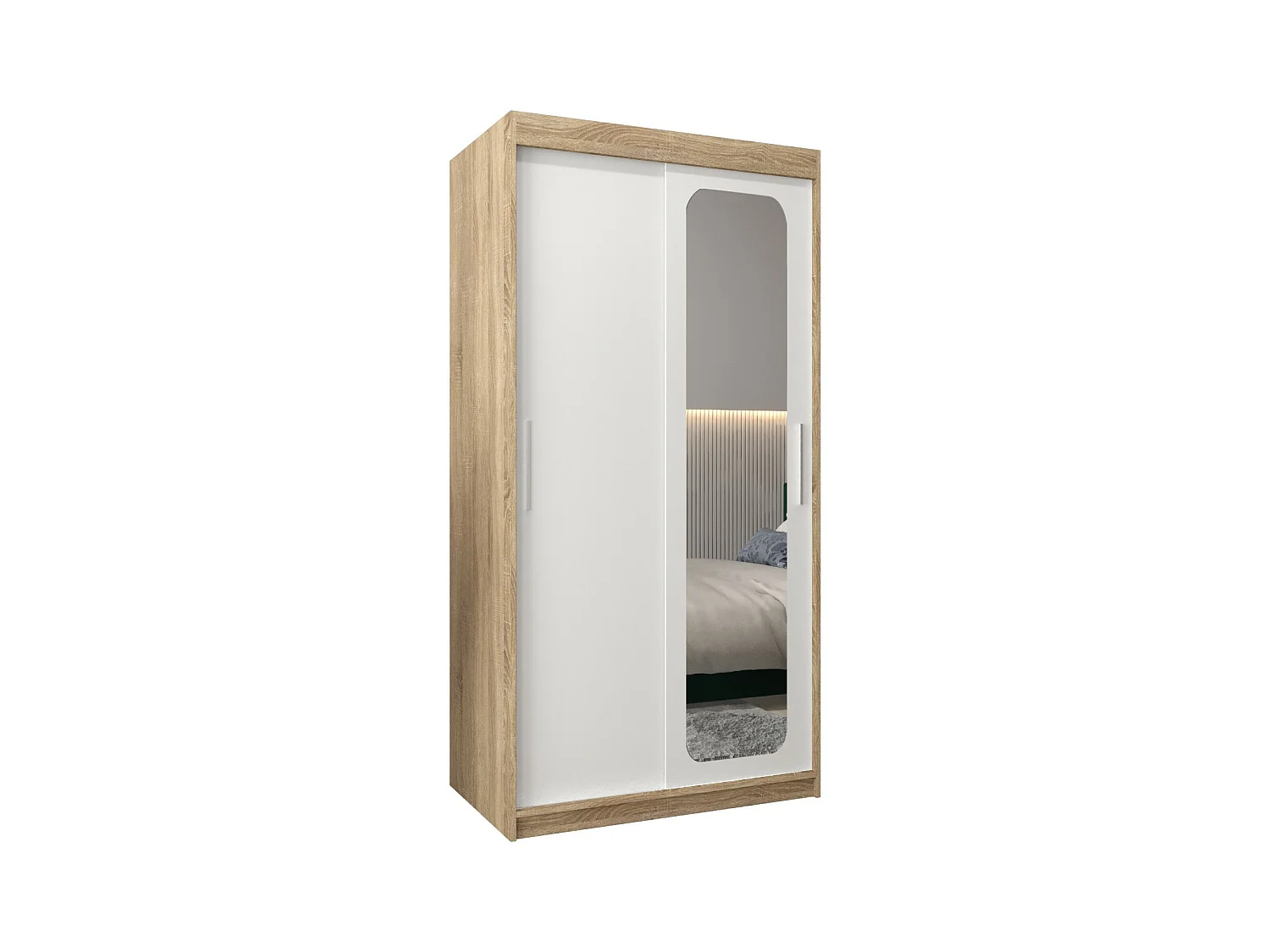 ARMOIRE PROMO T2 À PORTES COULISSANTES 200/100/62 2 Portes (Sonoma/Blanc)