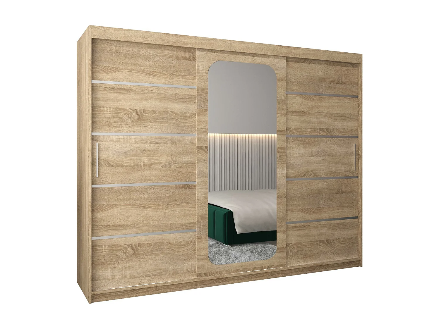 PROMO V2 KLEDINGKAST MET SCHUIFDEUREN 200/250/62 3 deuren (sonoma/sonoma)