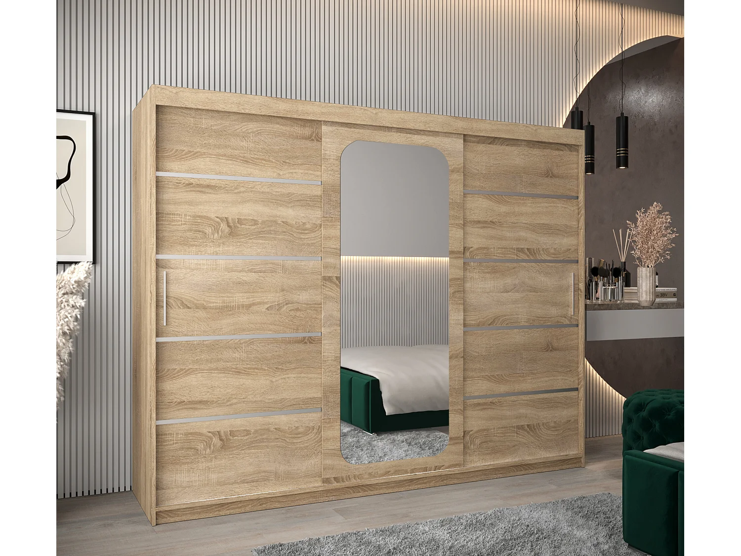 ARMOIRE PROMO V2 À PORTES COULISSANTES 200/250/62 3 Portes (Sonoma/Sonoma)