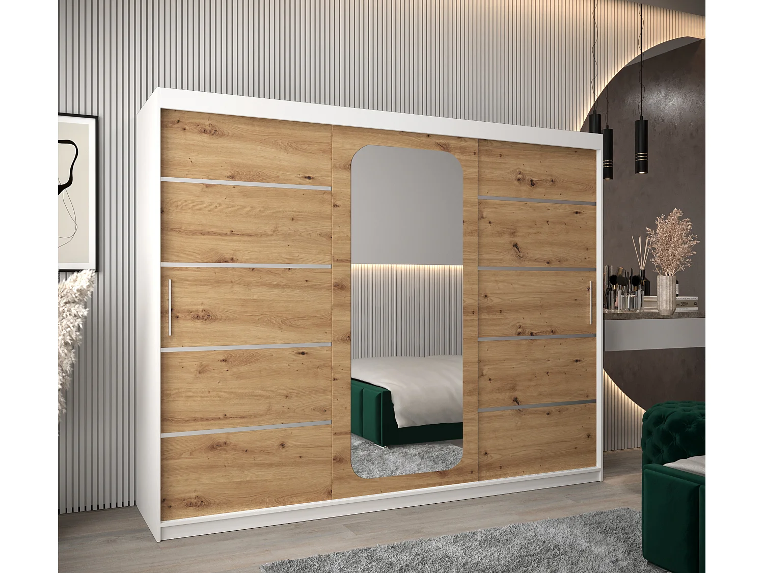 ARMADIO PROMO V2 AD ANTE SCORREVOLI 200/250/62 3 porte (Bianco/Artisan)