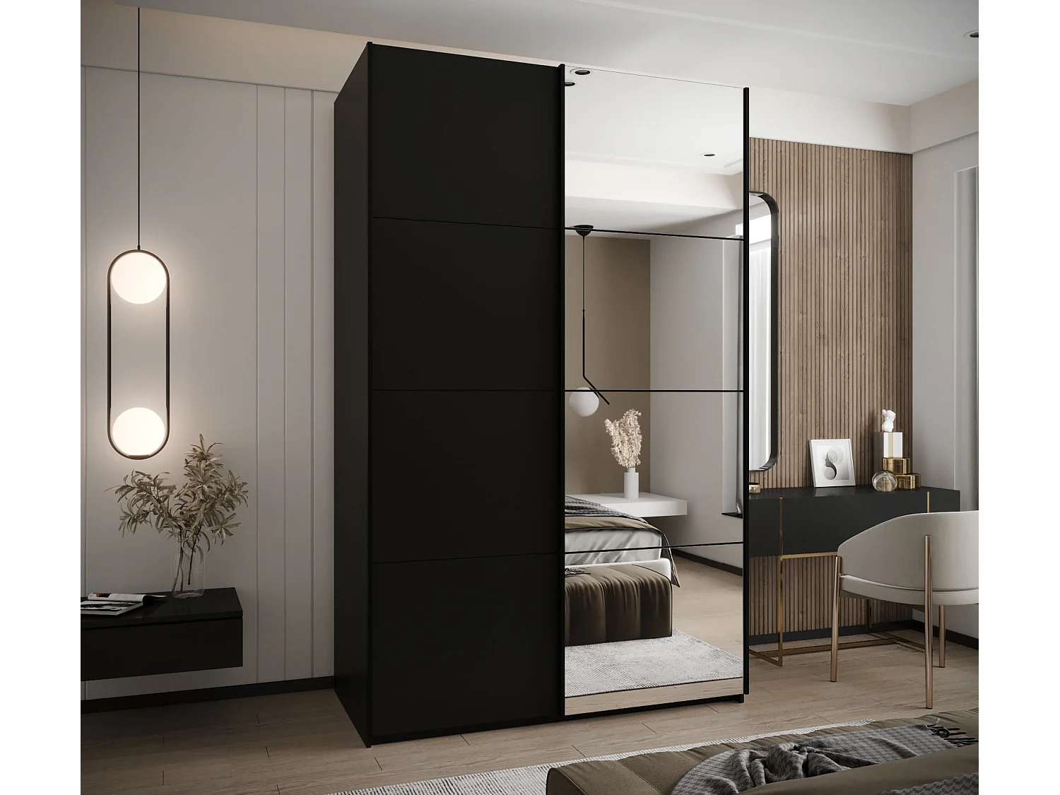 Armadio Lux 3 de puertas corredas 245,5/150/64 (Negro/Negro/Negro)