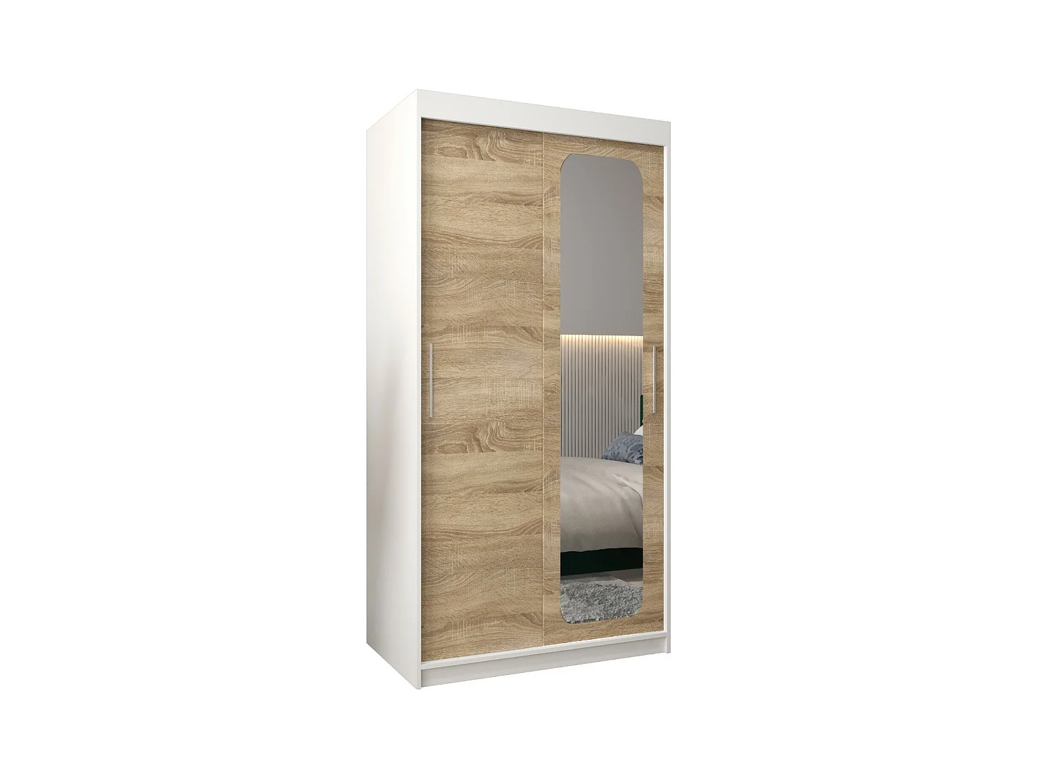 PROMO T2 KLEDINGKAST MET SCHUIFDEUREN 200/100/62 2 deuren (wit/sonoma)