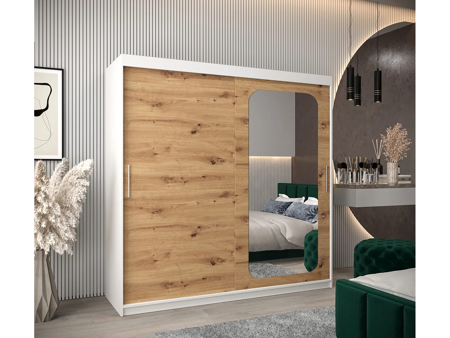 ARMADIO PROMO T2 AD ANTE SCORREVOLI 200/200/62 2 porte (Bianco/Artisan)