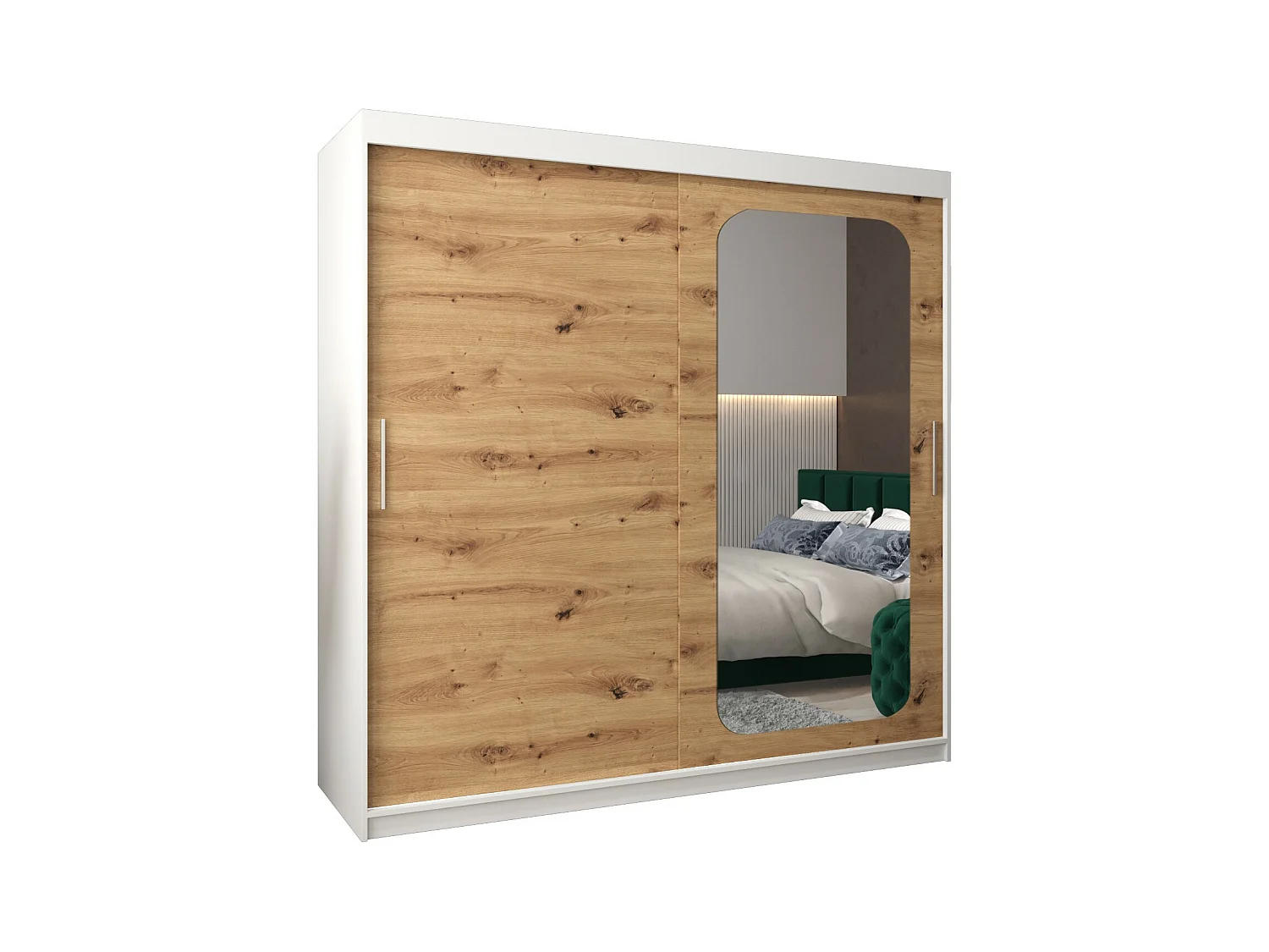 PROMO T2 KLEDINGKAST MET SCHUIFDEUREN 200/200/62 2 deuren (wit/artisan)