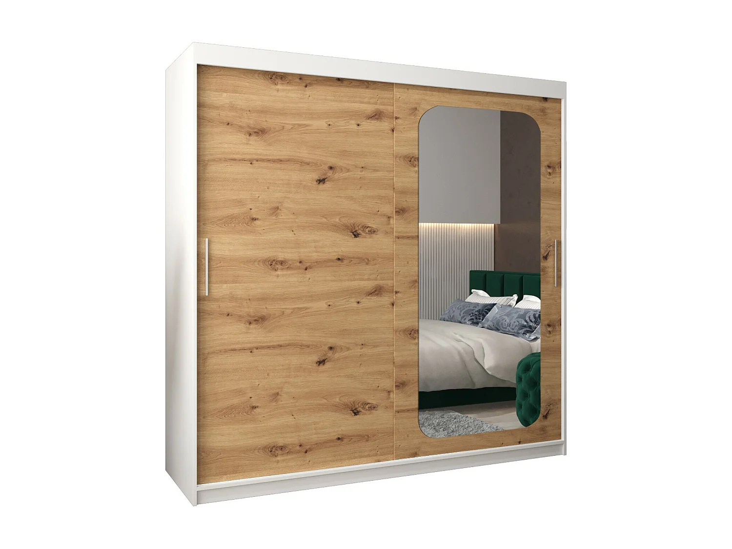 ARMOIRE PROMO T2 À PORTES COULISSANTES 200/200/62 2 Portes (Blanc/Artisan)