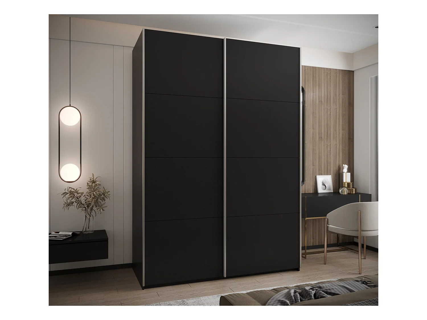 Armadio Lux 1 245,5/180/64 (Nero/Nero/Argento)