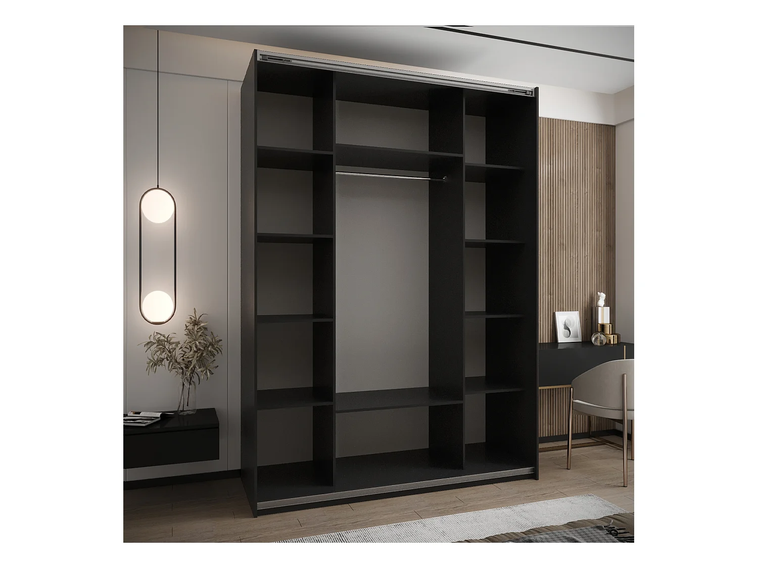 Armadio Lux 1 245,5/180/64 (Nero/Nero/Argento)