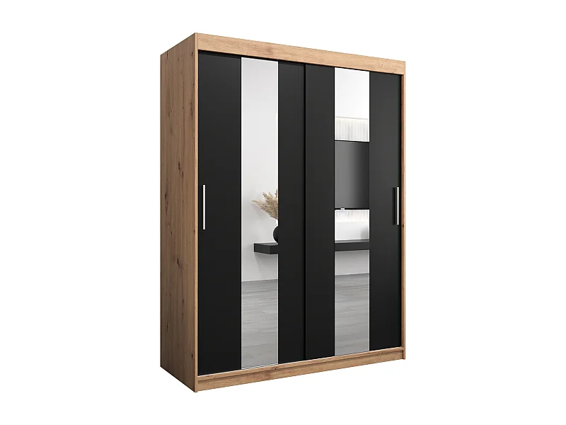 Armoire Pole À Portes Coulissantes 200/150/62 2 portes (Artisan/Noir)