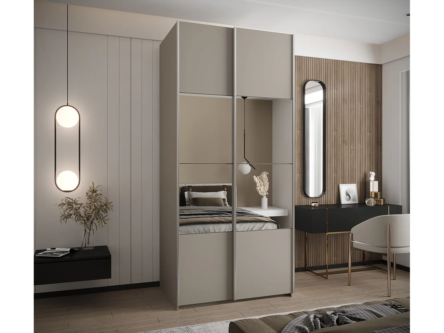 Armoire Lux 4 245,5/120/64 (Cachemire/Cachemire/Argent)