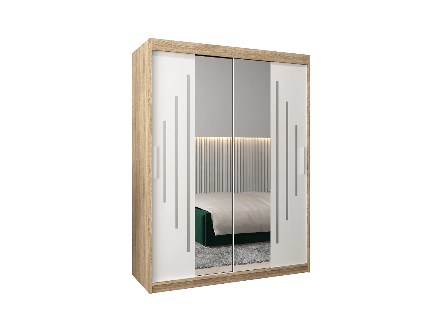 SCHWEBETÜRENSCHRANK YORK 1 200/150/62 2-türig (Sonoma/Weiß)