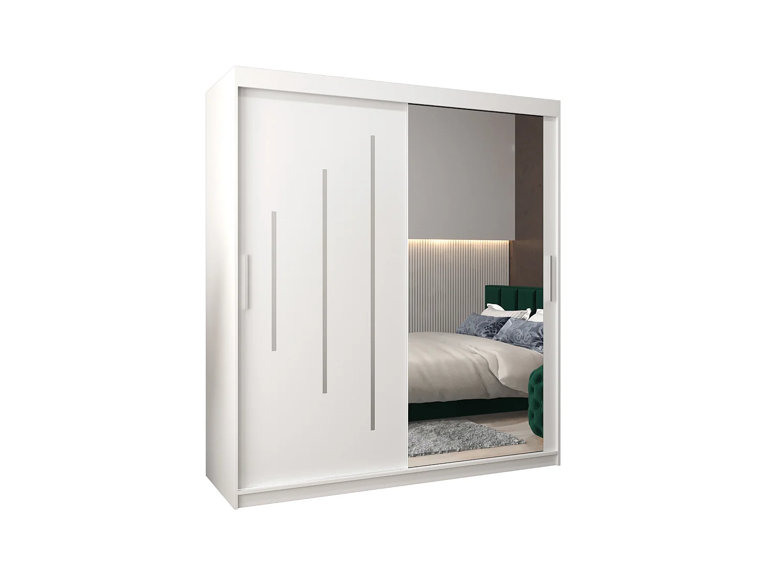 SCHWEBETÜRENSCHRANK YORK 2 200/180/62 2-türig (Weiß/Weiß)