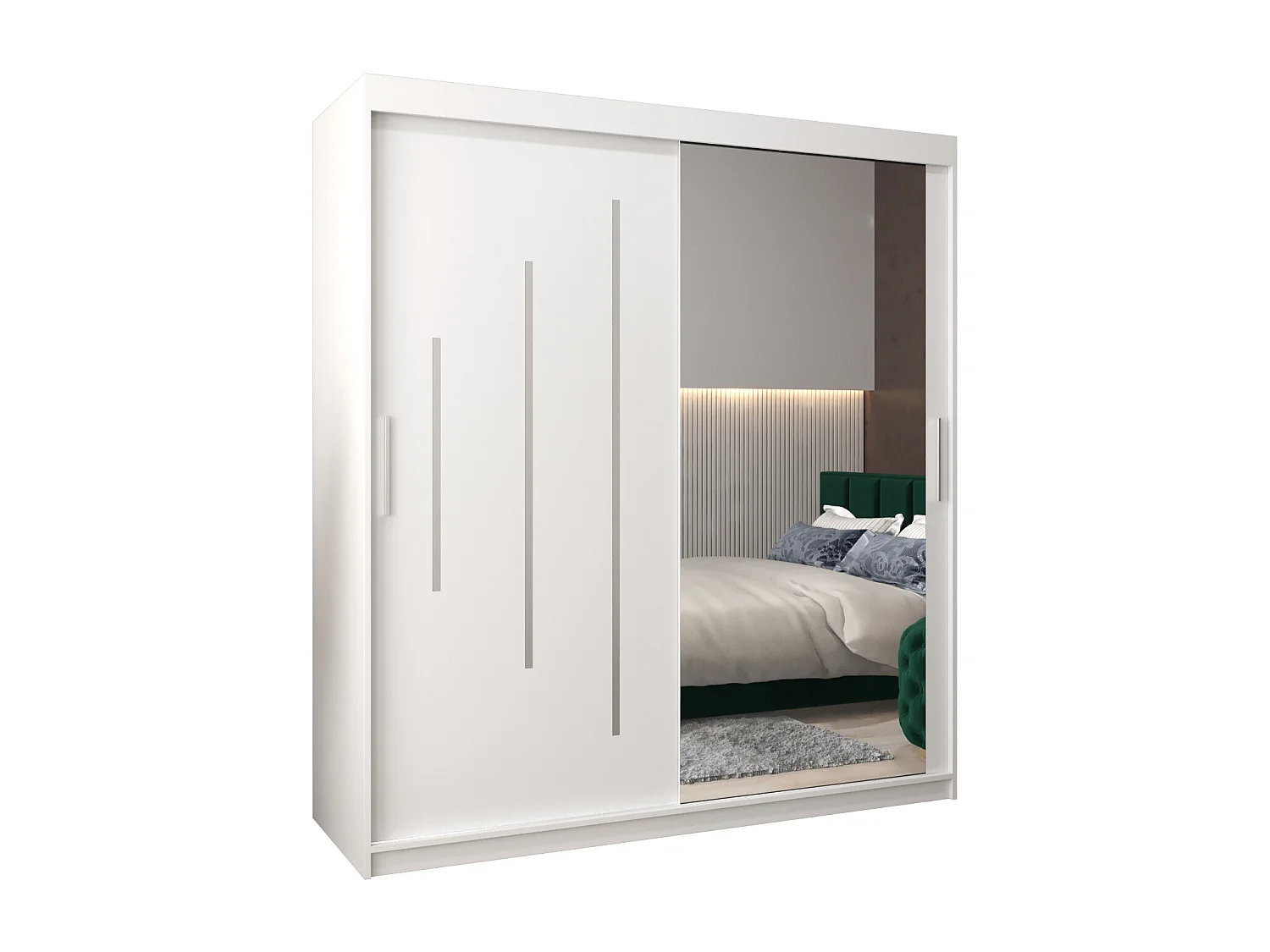 ARMOIRE YORK 2 À PORTES COULISSANTES 200/180/62 2 Portes (Blanc/Blanc)