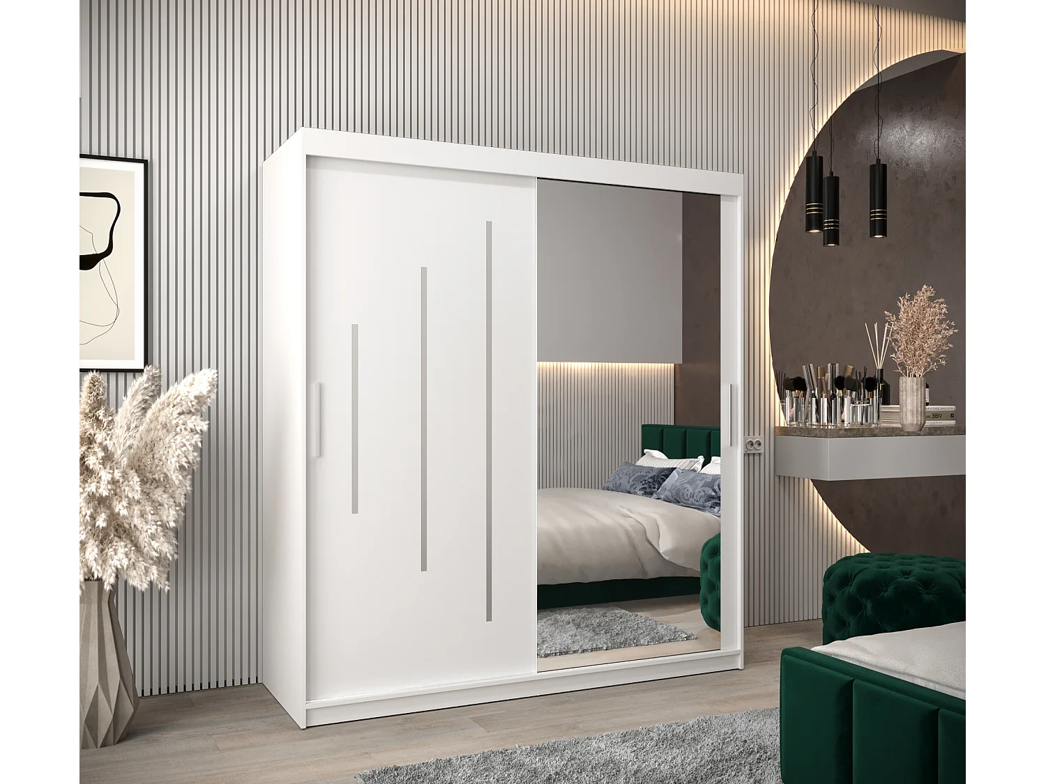 ARMOIRE YORK 2 À PORTES COULISSANTES 200/180/62 2 Portes (Blanc/Blanc)