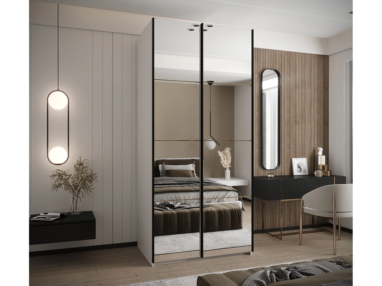 Armoire Lux 2 245,5/120/64 (Blanc/Artisan/Noir)