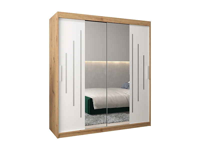 ARMOIRE YORK 1 À PORTES COULISSANTES 200/180/62 2 Portes (Artisan/Blanc)