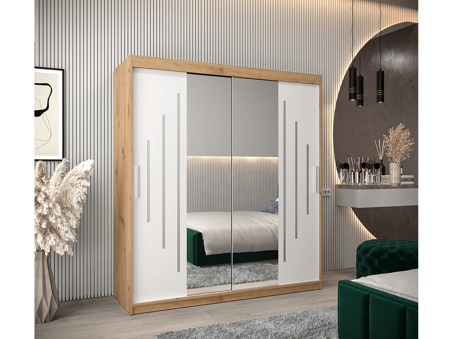 ARMARIO YORK 1 DE PUERTAS CORREDERAS 200/180/62 2 puertas (artisan/blanco)