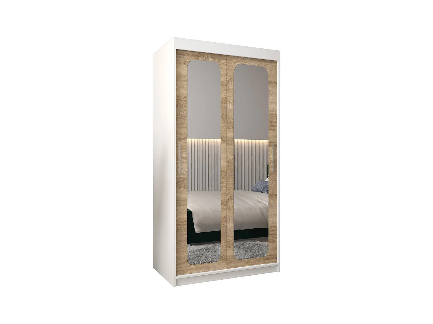 PROMO T3 KLEDINGKAST MET SCHUIFDEUREN 200/100/62 2 deuren (wit/sonoma)