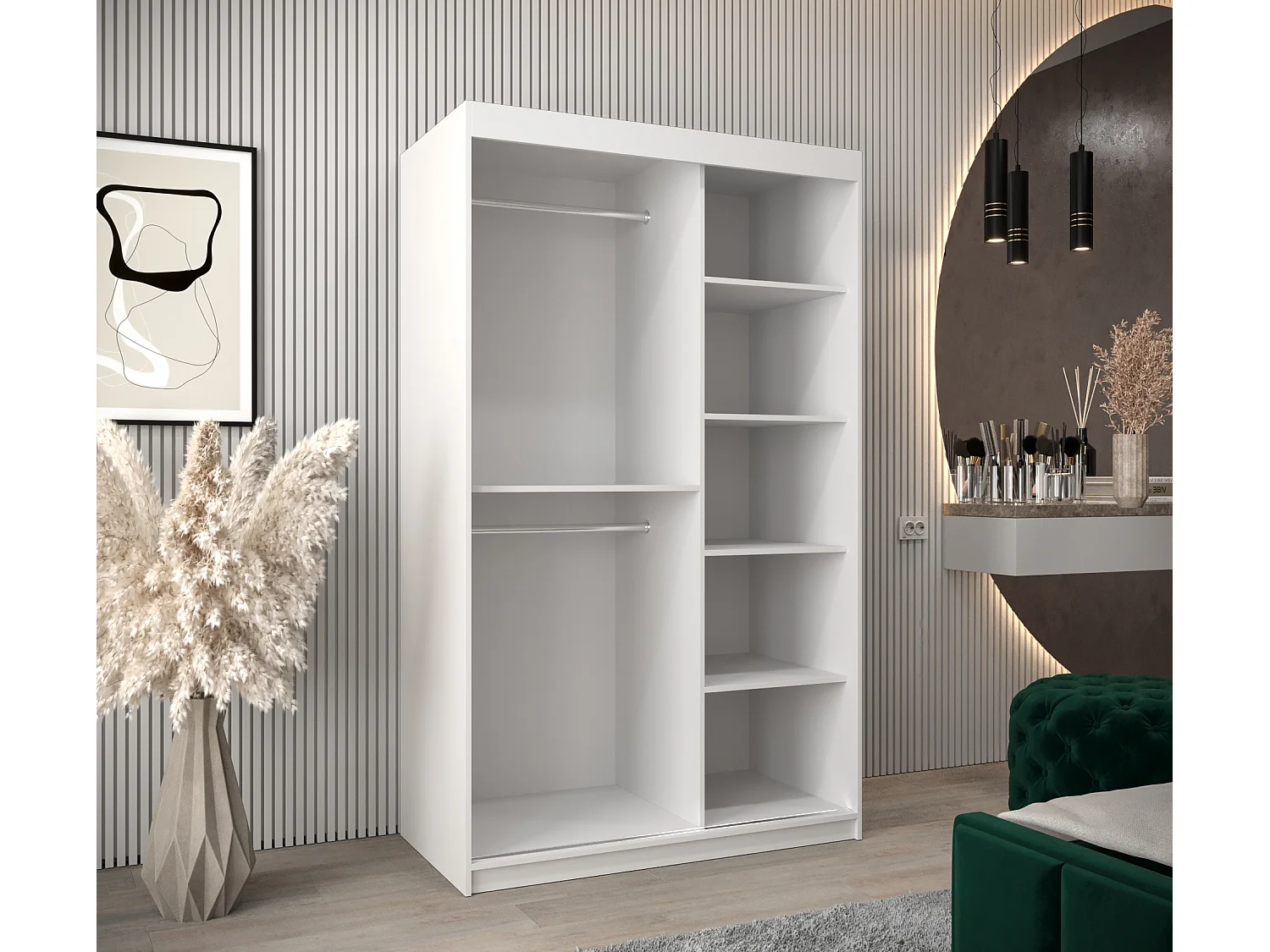 ARMOIRE PROMO V2 À PORTES COULISSANTES 200/120/62 2 Portes (Blanc/Blanc)