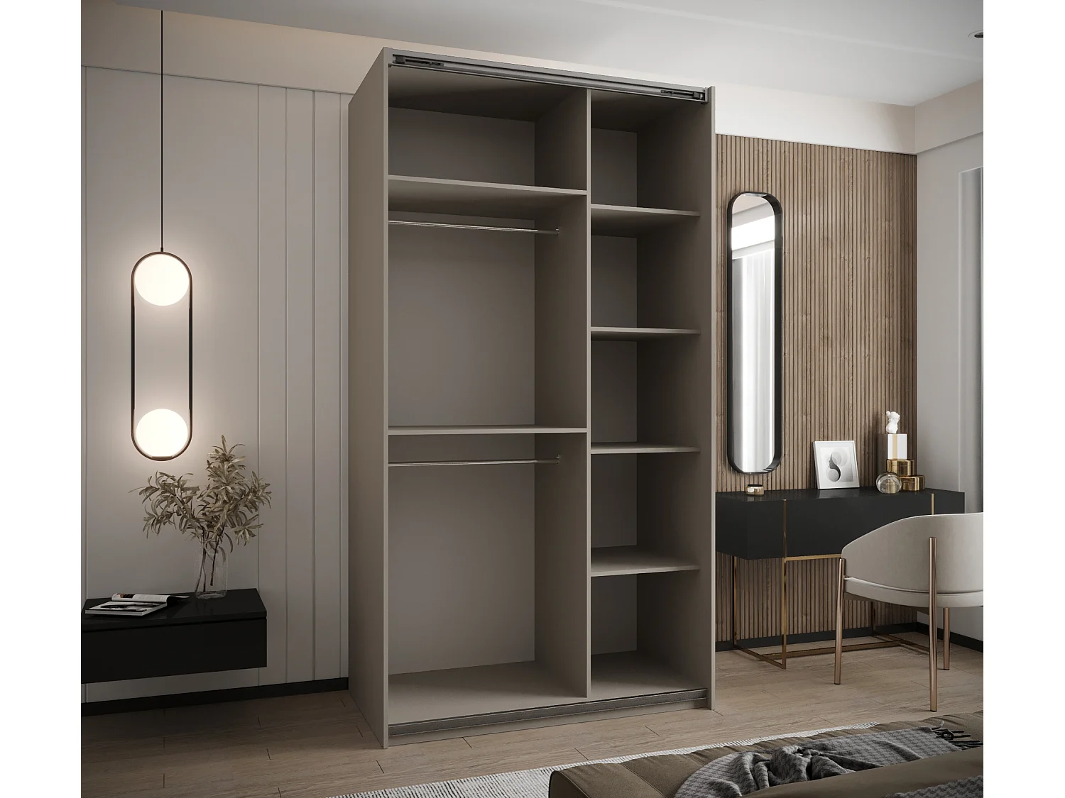 Armoire Lux 3 245,5/140/64 (Cachemire/Cachemire/Or)
