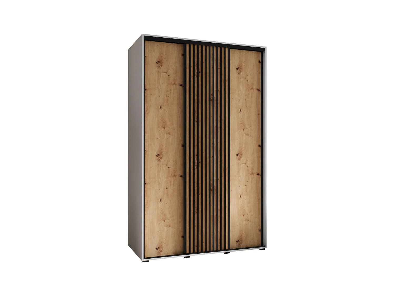 SAPPORO 1 KLEDINGKAST MET SCHUIFDEUREN 205,2/160/45 3 deuren (wit/artisan)
