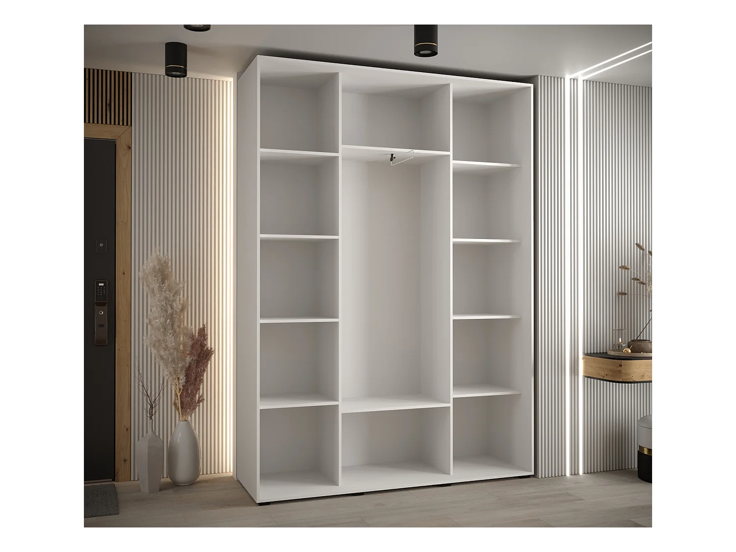 SAPPORO 1 KLEDINGKAST MET SCHUIFDEUREN 205,2/160/45 3 deuren (wit/artisan)