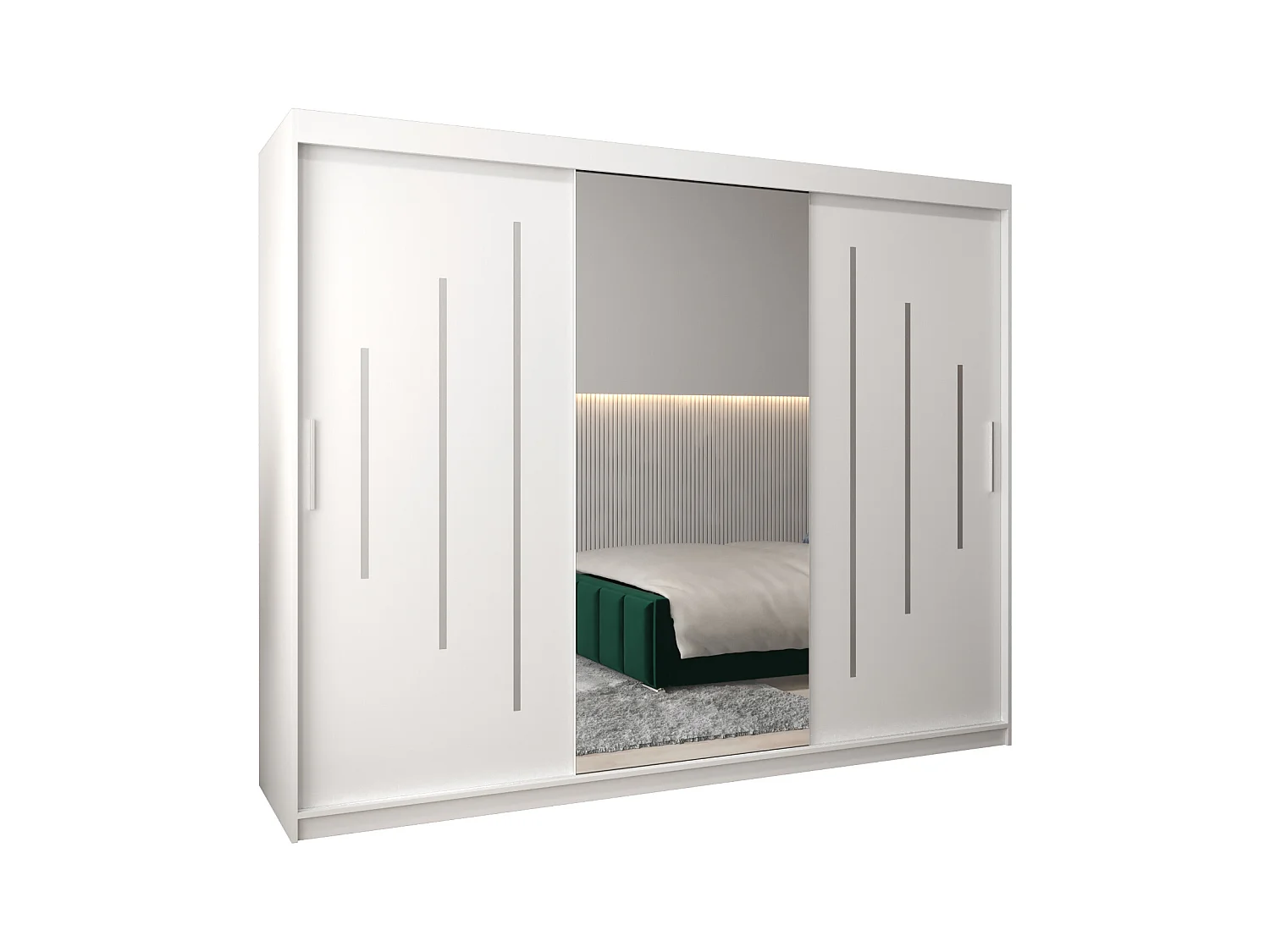 SCHWEBETÜRENSCHRANK YORK 1 200/250/62 3-türig (Weiß/Weiß)