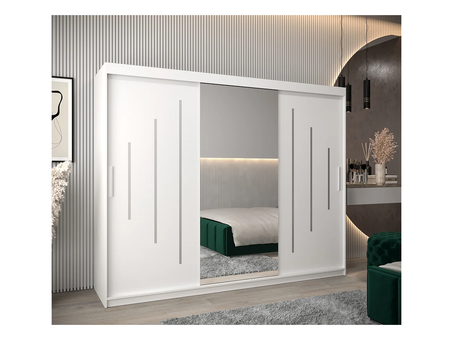 SCHWEBETÜRENSCHRANK YORK 1 200/250/62 3-türig (Weiß/Weiß)