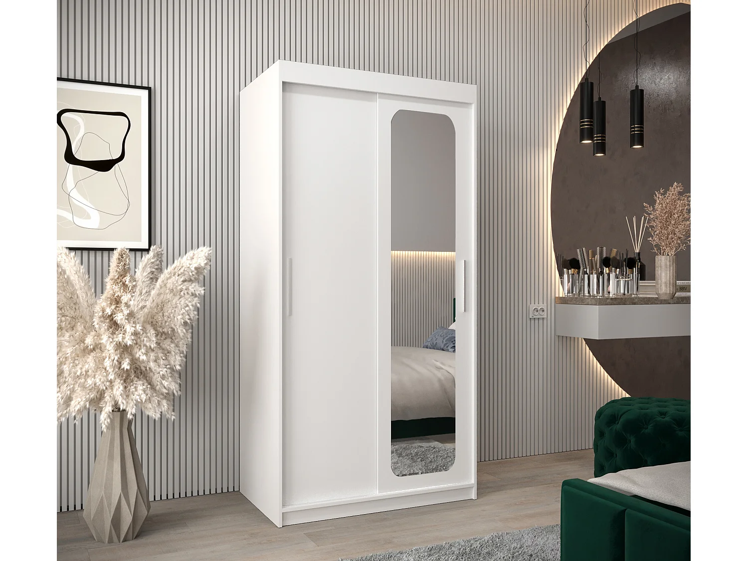 ARMOIRE PROMO T2 À PORTES COULISSANTES 200/100/62 2 Portes (Blanc/Blanc)