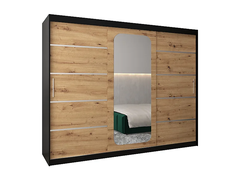 PROMO V2 KLEDINGKAST MET SCHUIFDEUREN 200/250/62 3 deuren (zwart/artisan)