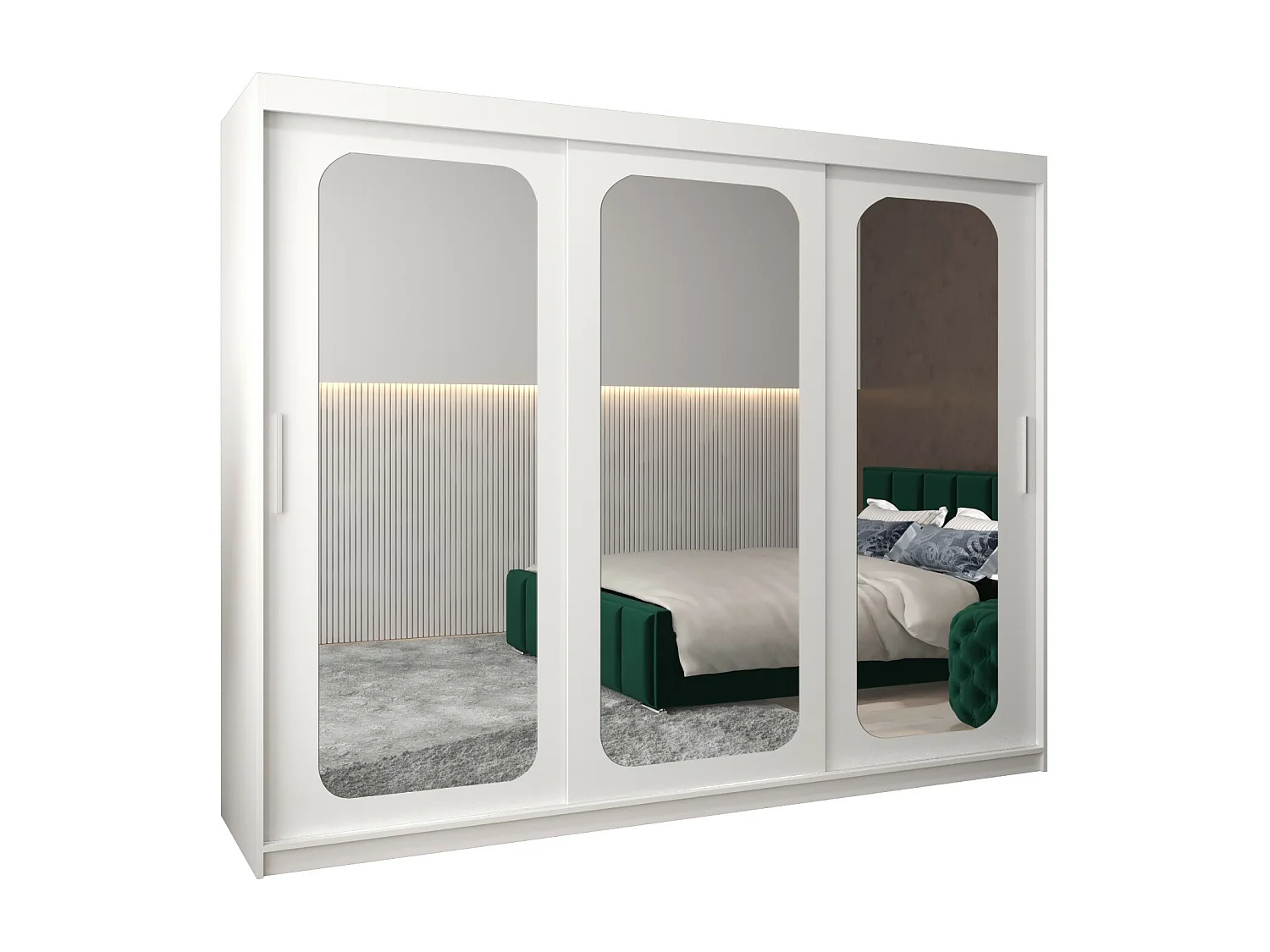 SCHWEBETÜRENSCHRANK PROMO T3 200/250/62 3-türig (Weiß/Weiß)