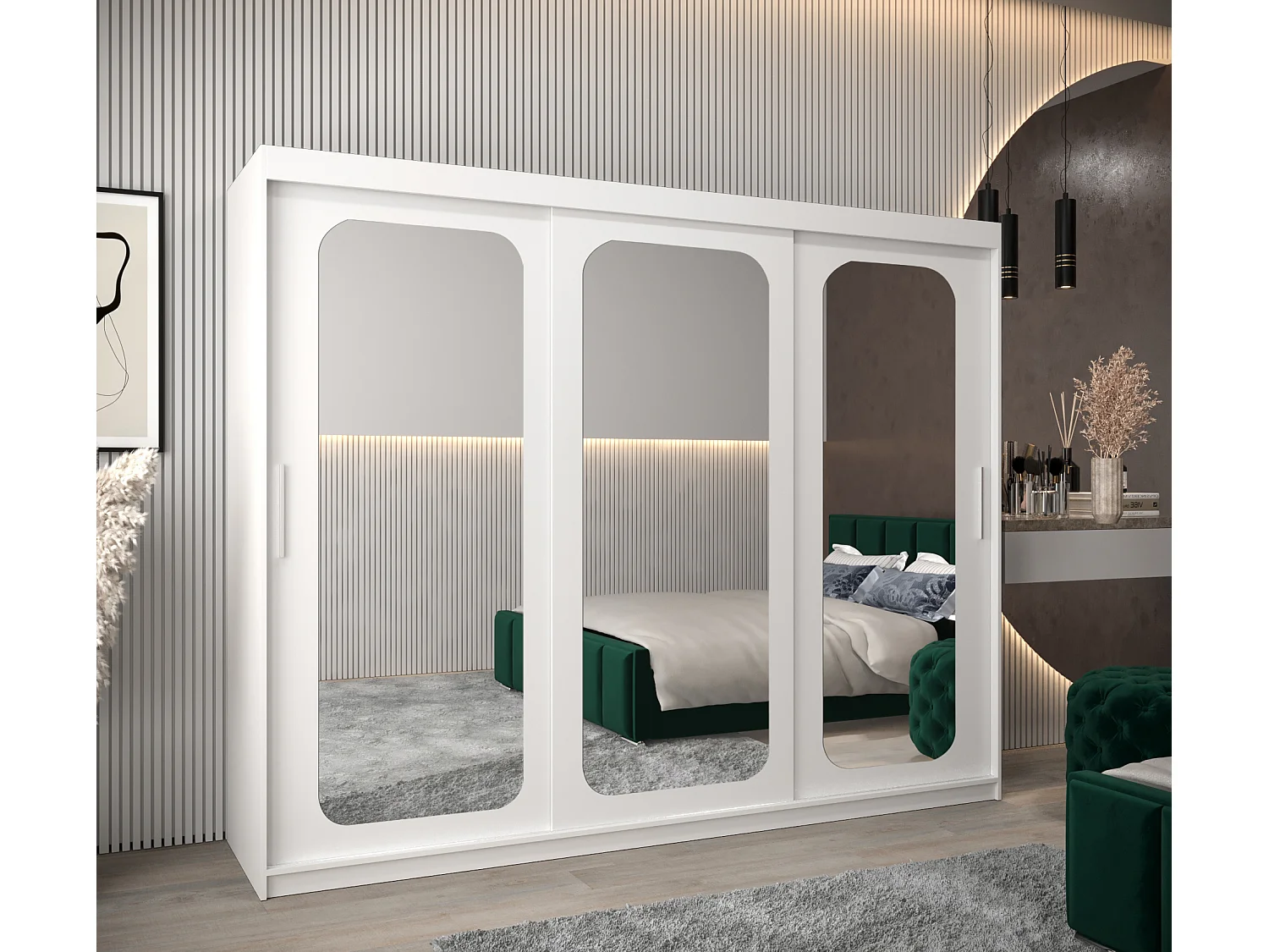 ARMOIRE PROMO T3 À PORTES COULISSANTES 200/250/62 3 Portes (Blanc/Blanc)