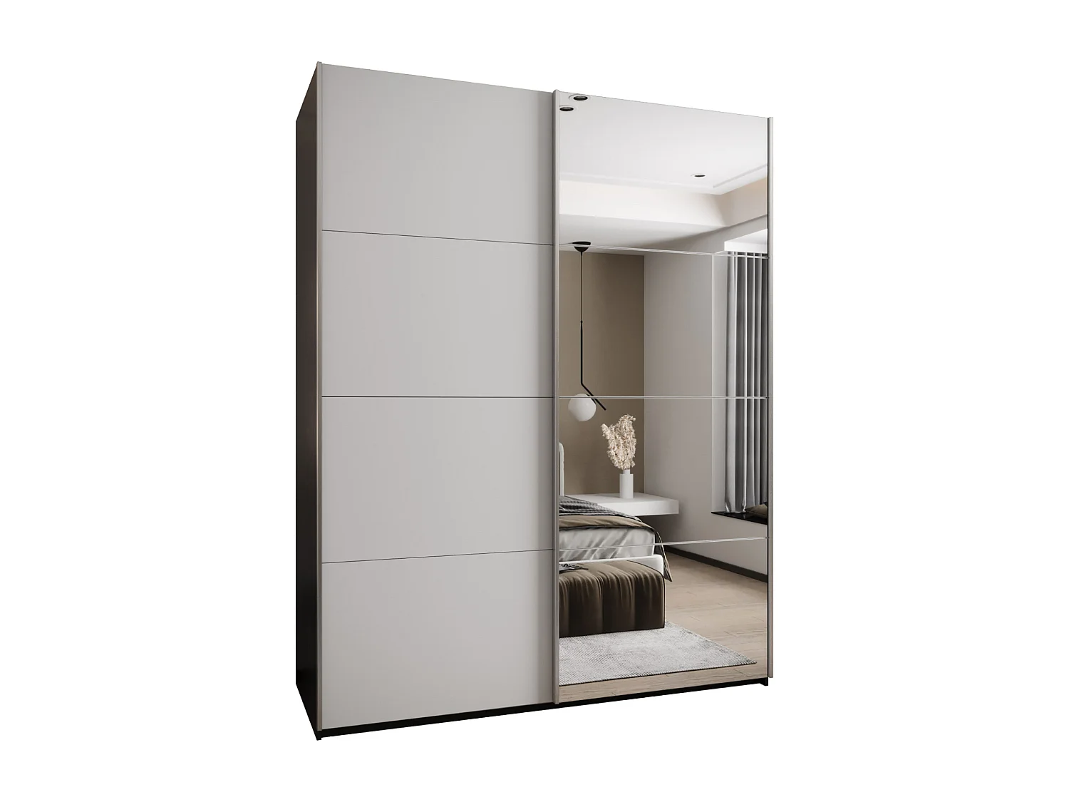 KLEDINGKAST MET SCHUIFDEUREN Lux 3 245,5/190/64 (Zwart/Wit/Zilver)