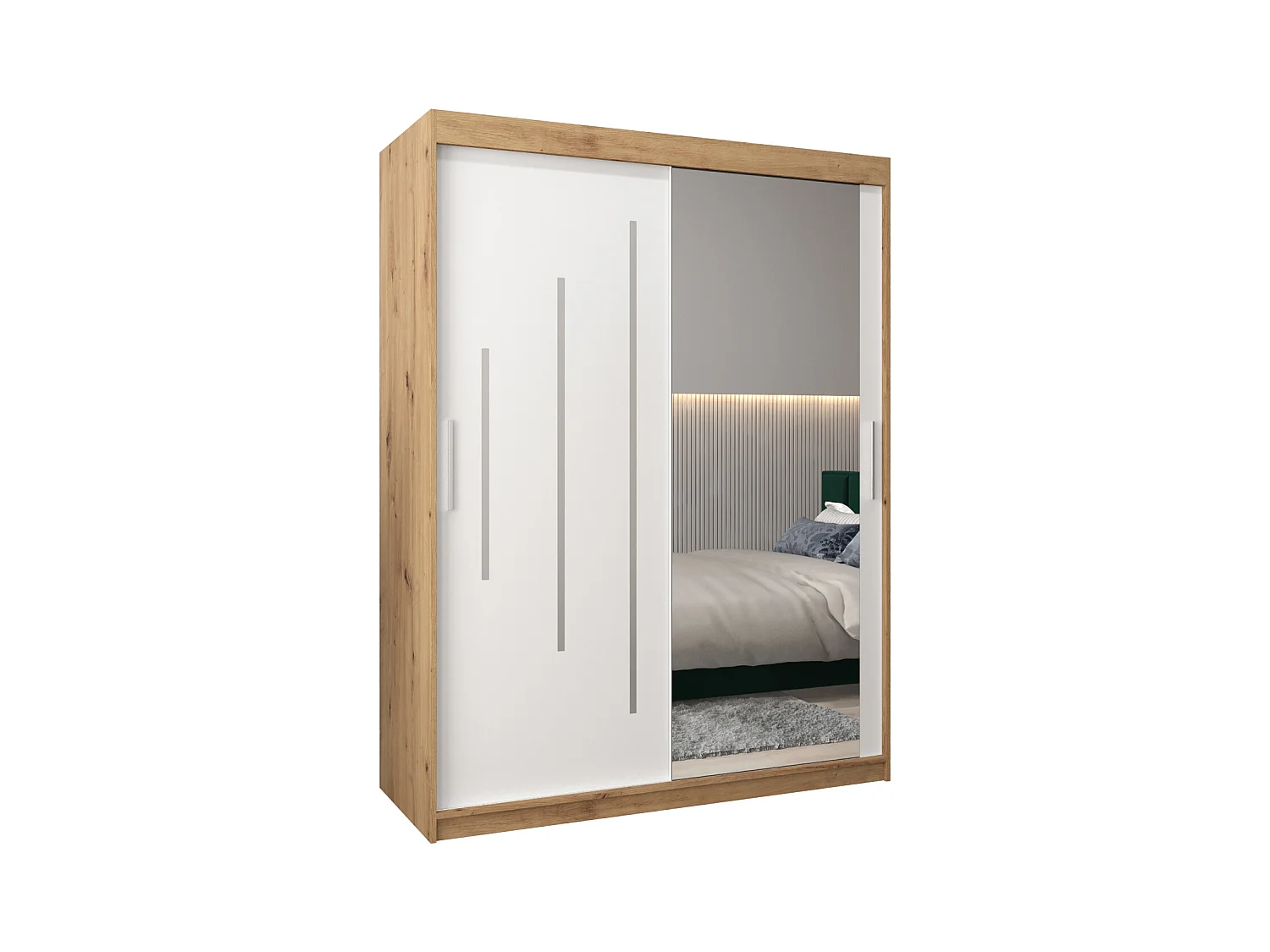 YORK 2 KLEDINGKAST MET SCHUIFDEUREN 200/150/62 2 deuren (artisan/wit)