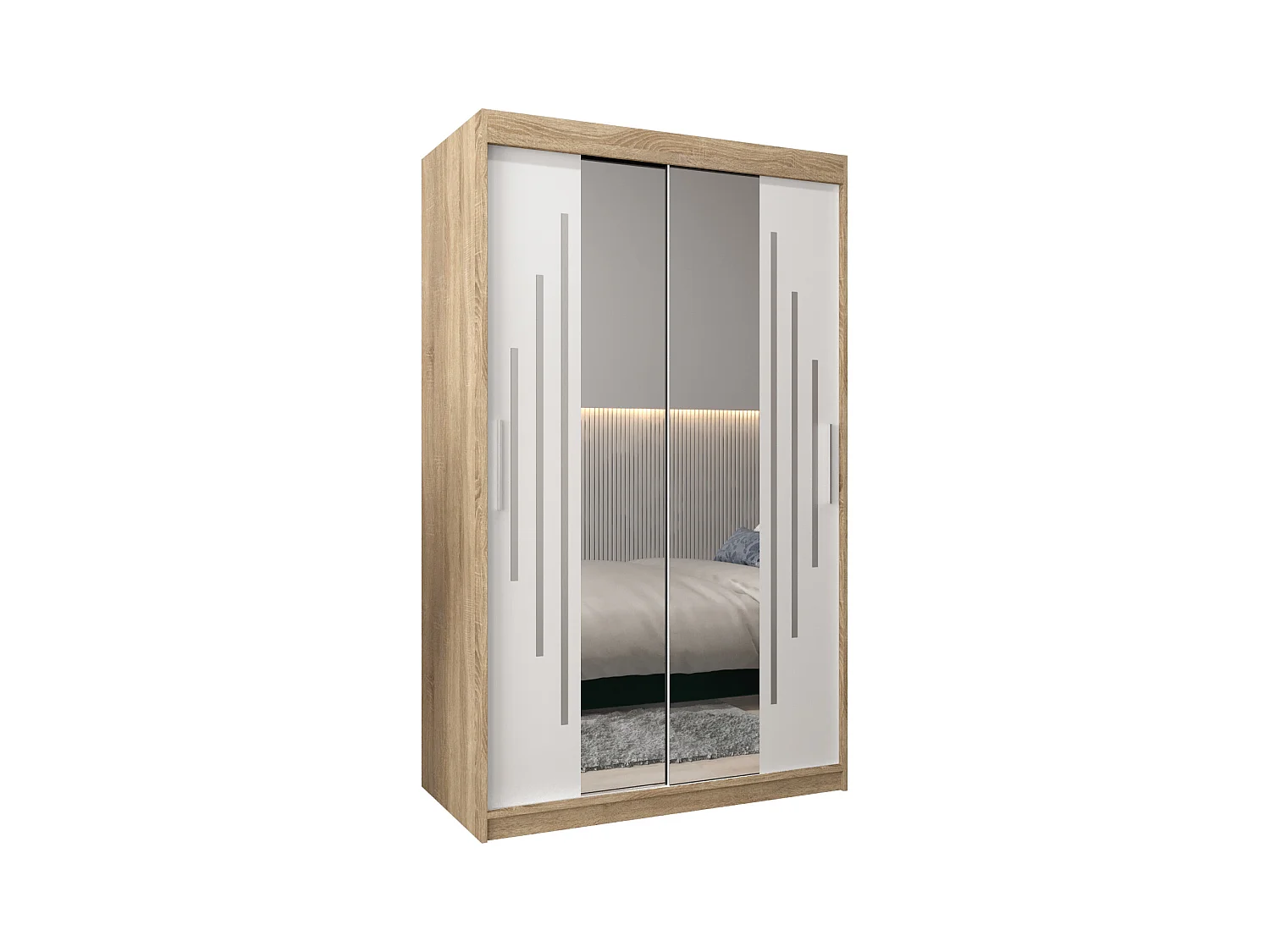 ARMOIRE YORK 1 À PORTES COULISSANTES 200/120/62 2 Portes (Sonoma/Blanc)