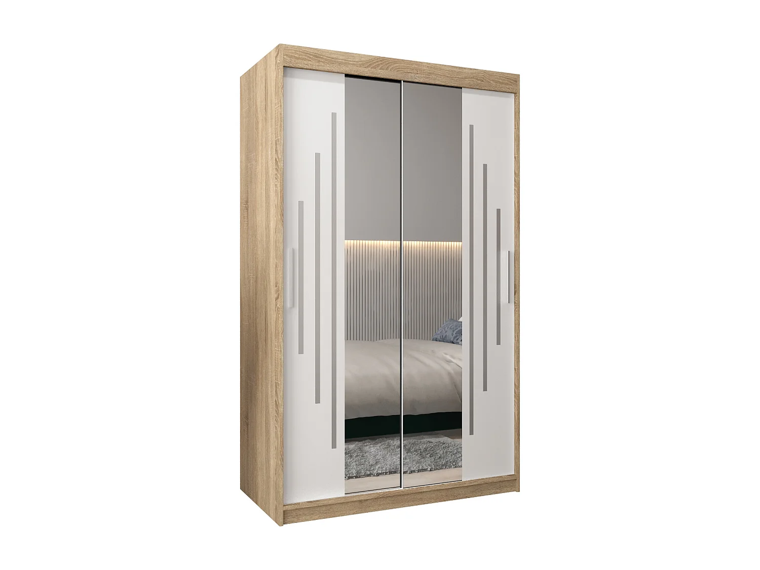 ARMOIRE YORK 1 À PORTES COULISSANTES 200/120/62 2 Portes (Sonoma/Blanc)