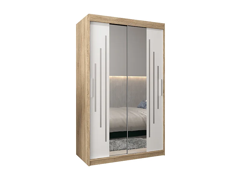 ARMOIRE YORK 1 À PORTES COULISSANTES 200/120/62 2 Portes (Sonoma/Blanc)