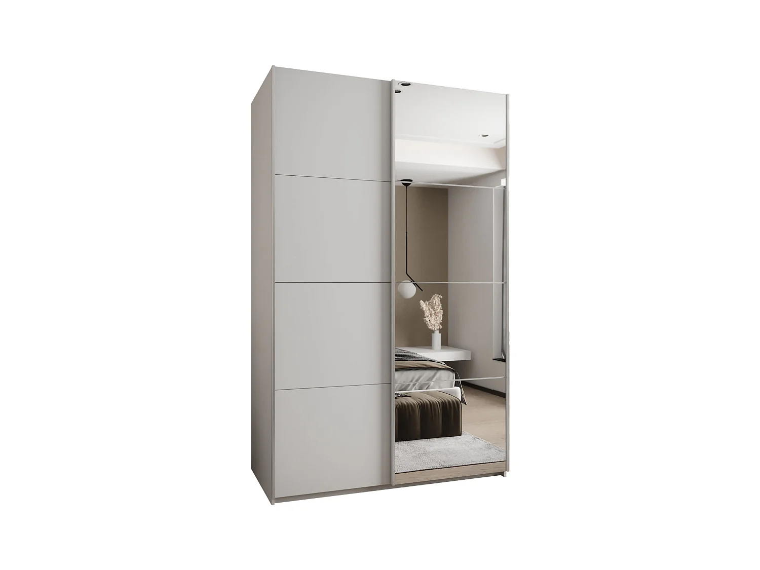Armoire Lux 3 245,5/160/64 (Blanc/Blanc/Argent)