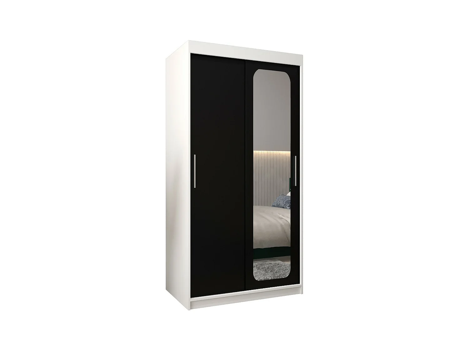 SCHWEBETÜRENSCHRANK PROMO T2 200/100/62 2-türig (Weiß/Schwarz)