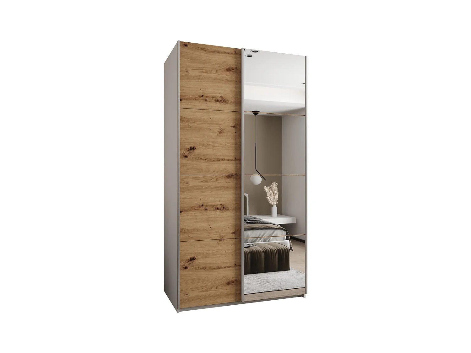 Armoire Lux 3 245,5/140/64 (Blanc/Artisan/Argent)