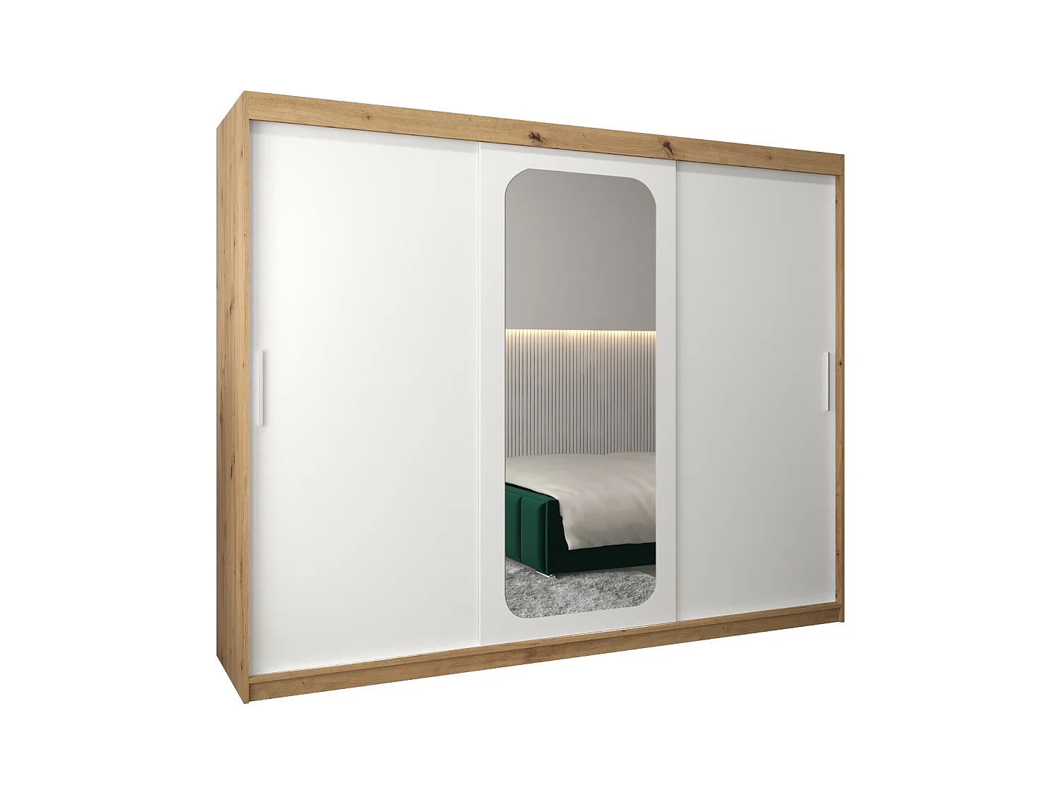 ARMOIRE PROMO T2 À PORTES COULISSANTES 200/250/62 3 Portes (Artisan/Blanc)