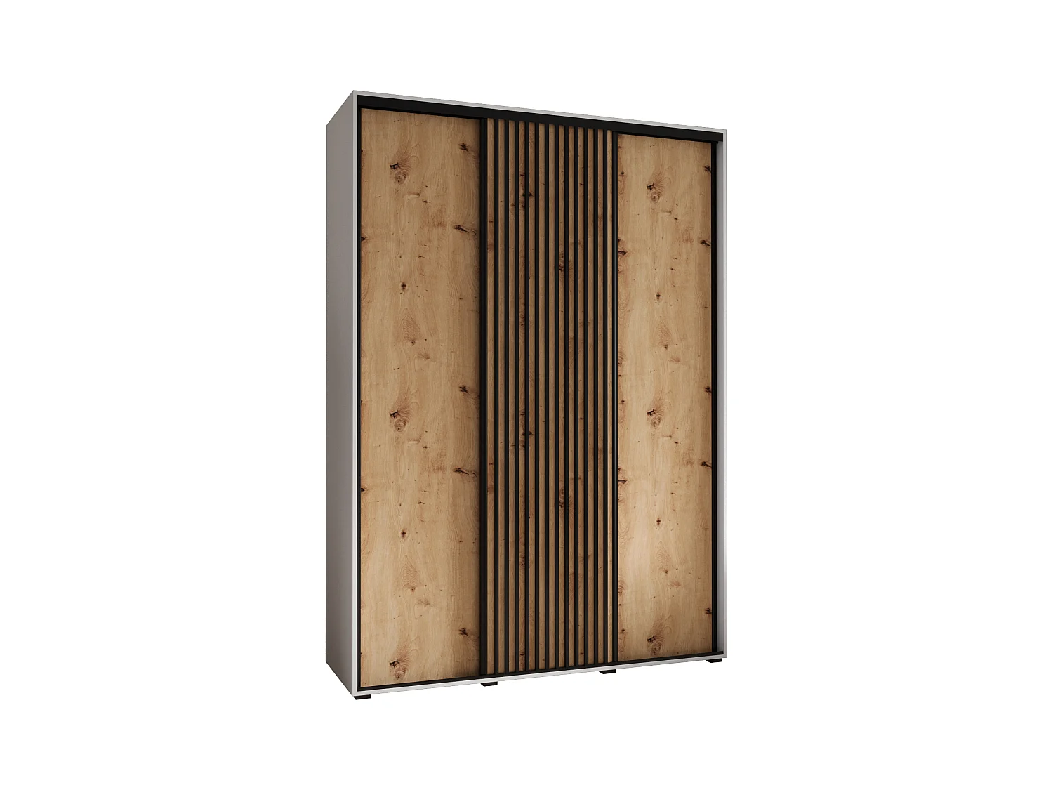 ARMOIRE LANKO 1 À PORTES COULISSANTES 235,2/170/45 3 Portes (Blanc/Artisan)