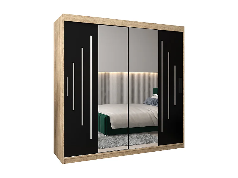 YORK 1 KLEDINGKAST MET SCHUIFDEUREN 200/200/62 2 deuren (sonoma/zwart)