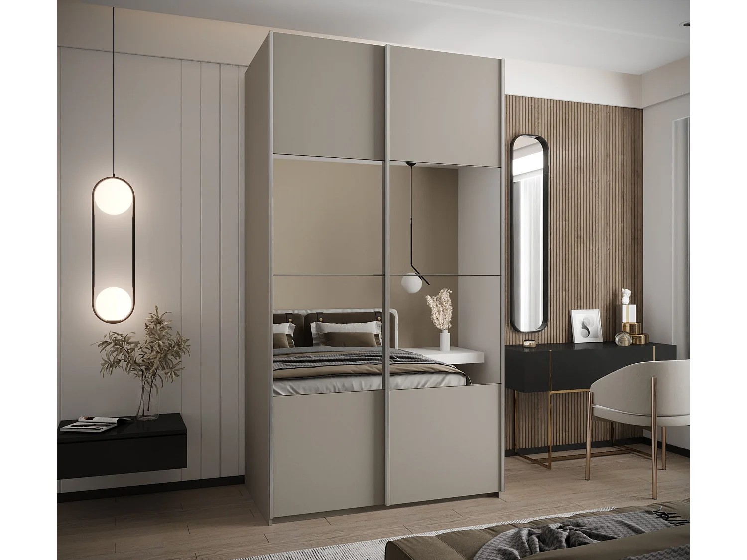 Armoire Lux 4 245,5/130/64 (Cachemire/Cachemire/Argent)