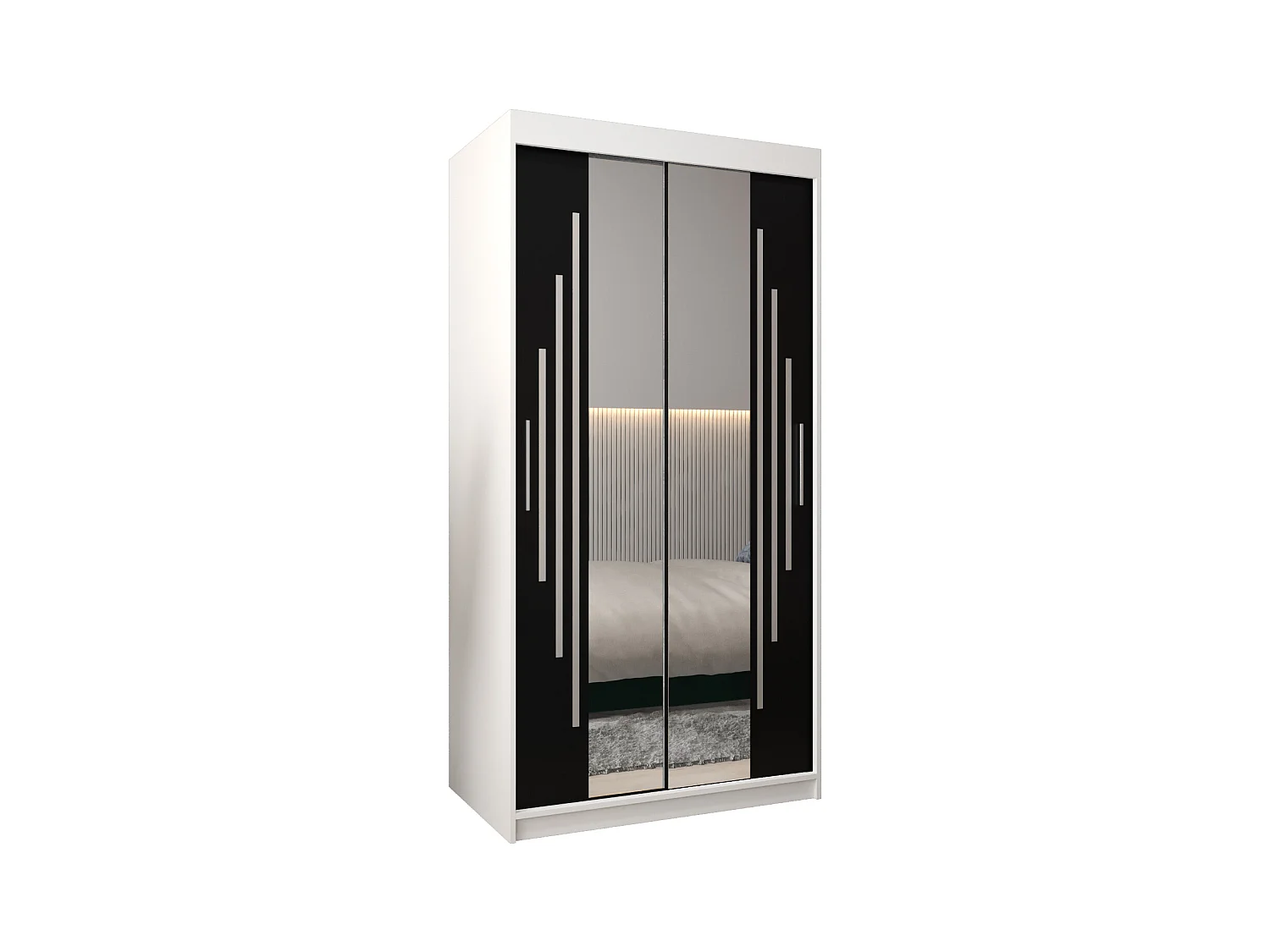 SCHWEBETÜRENSCHRANK YORK 1 200/100/62 2-türig (Weiß/Schwarz)