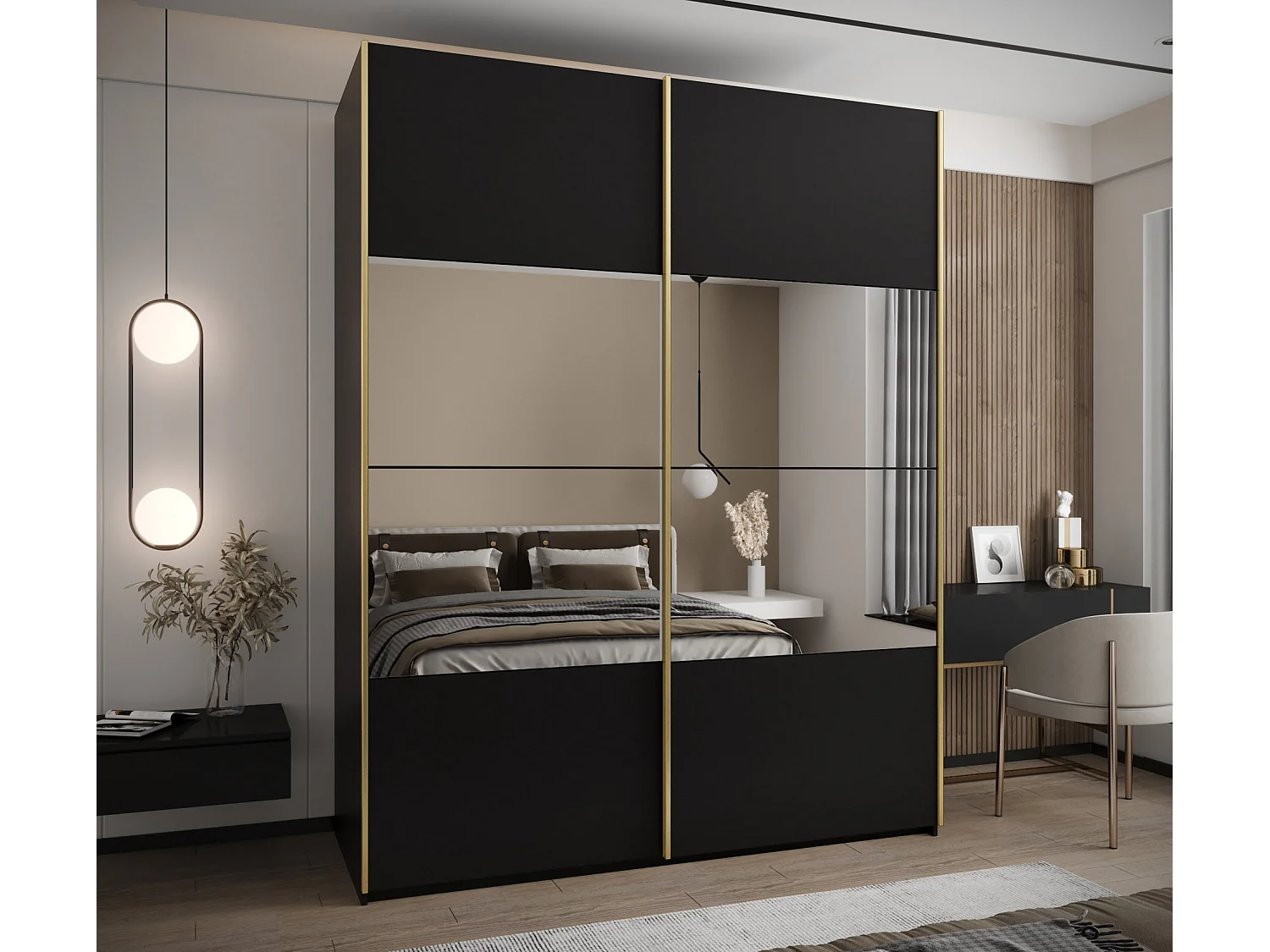 Armadio Lux 4 245,5/190/64 (Nero/Nero/Gold)