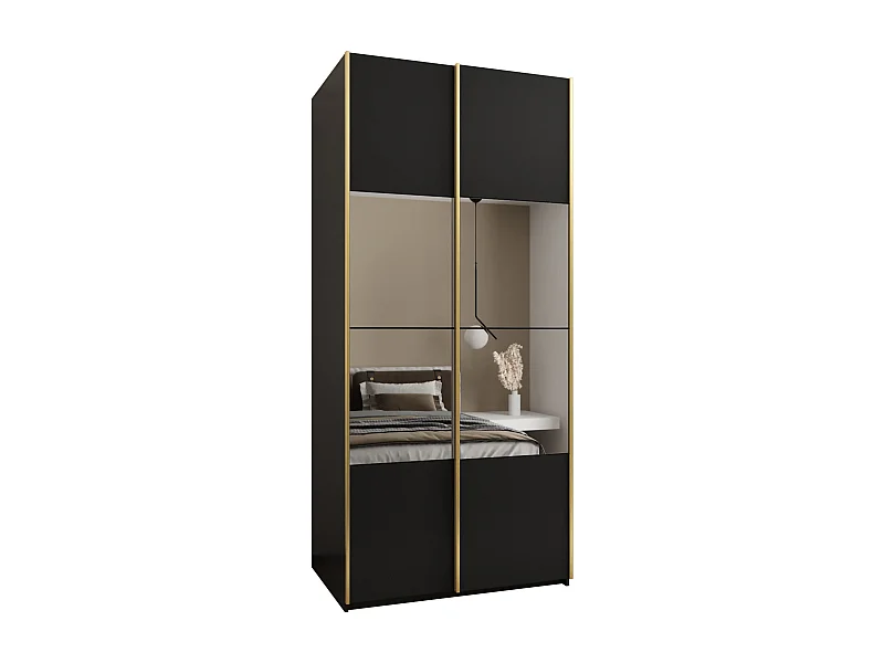 Armoire Lux 4 245,5/120/64 (Noir/Noir/Or)